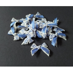Kokardki niebieskie z białą koronką (OK-NB-31)